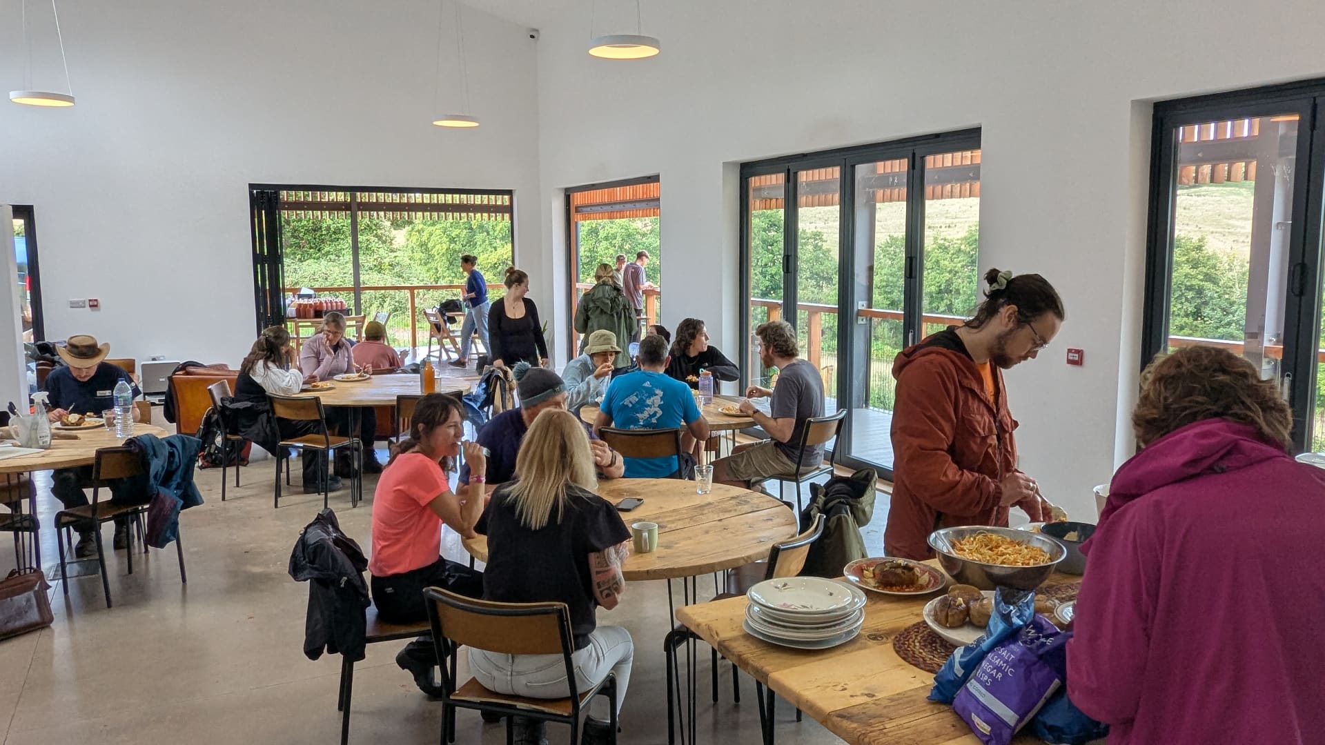 Indoor dining area overlooking the countryside