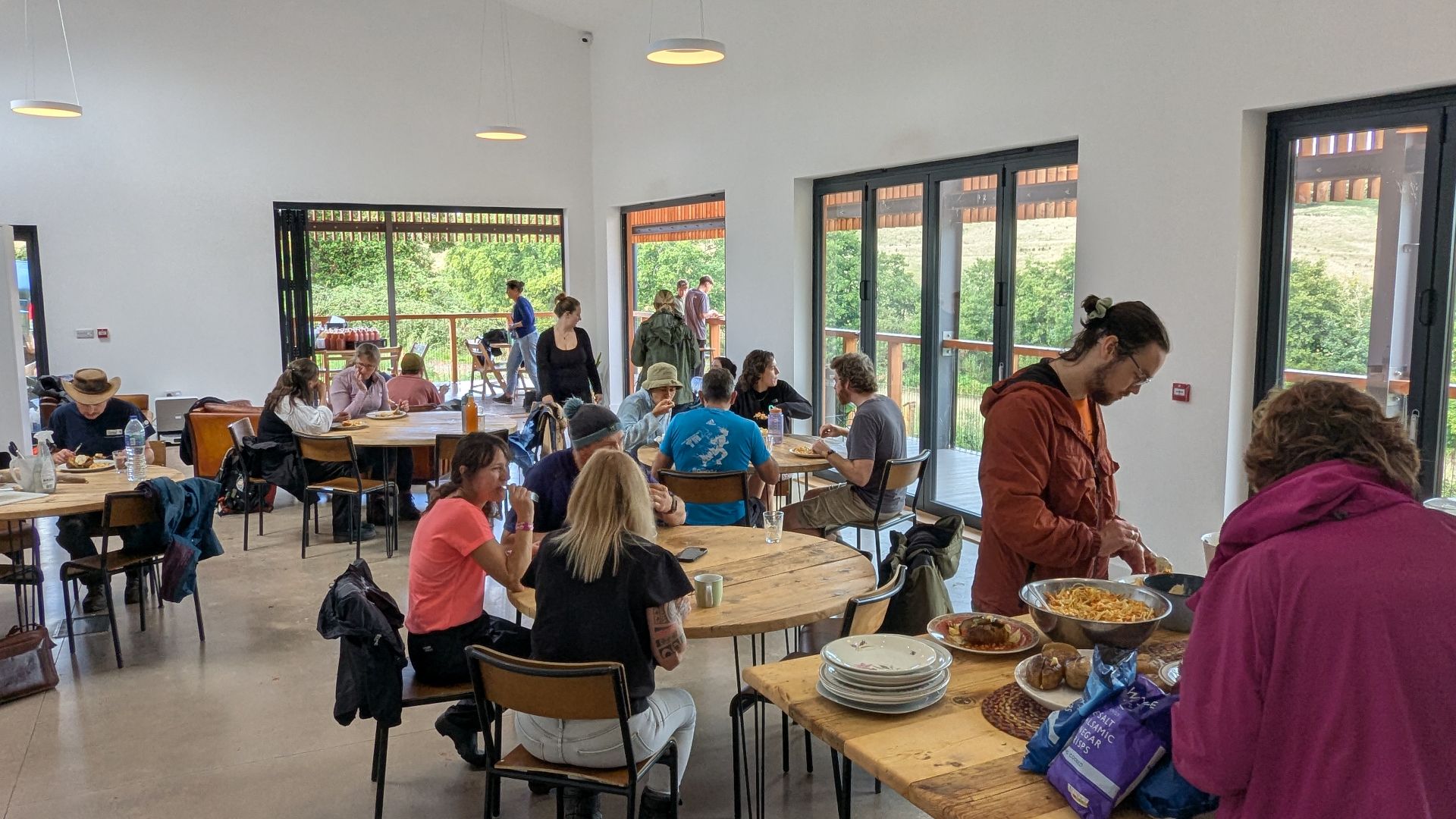 Indoor dining area overlooking the countryside